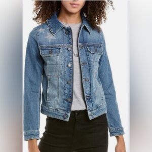 ZADIG & VOLTAIRE Kioky denim stars strass jacket, light blue, size M, NWT